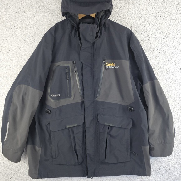 Cabela's Guidewear Gore-Tex Reflective Jacket Mens 2XL Waterproof Hooded Fishing